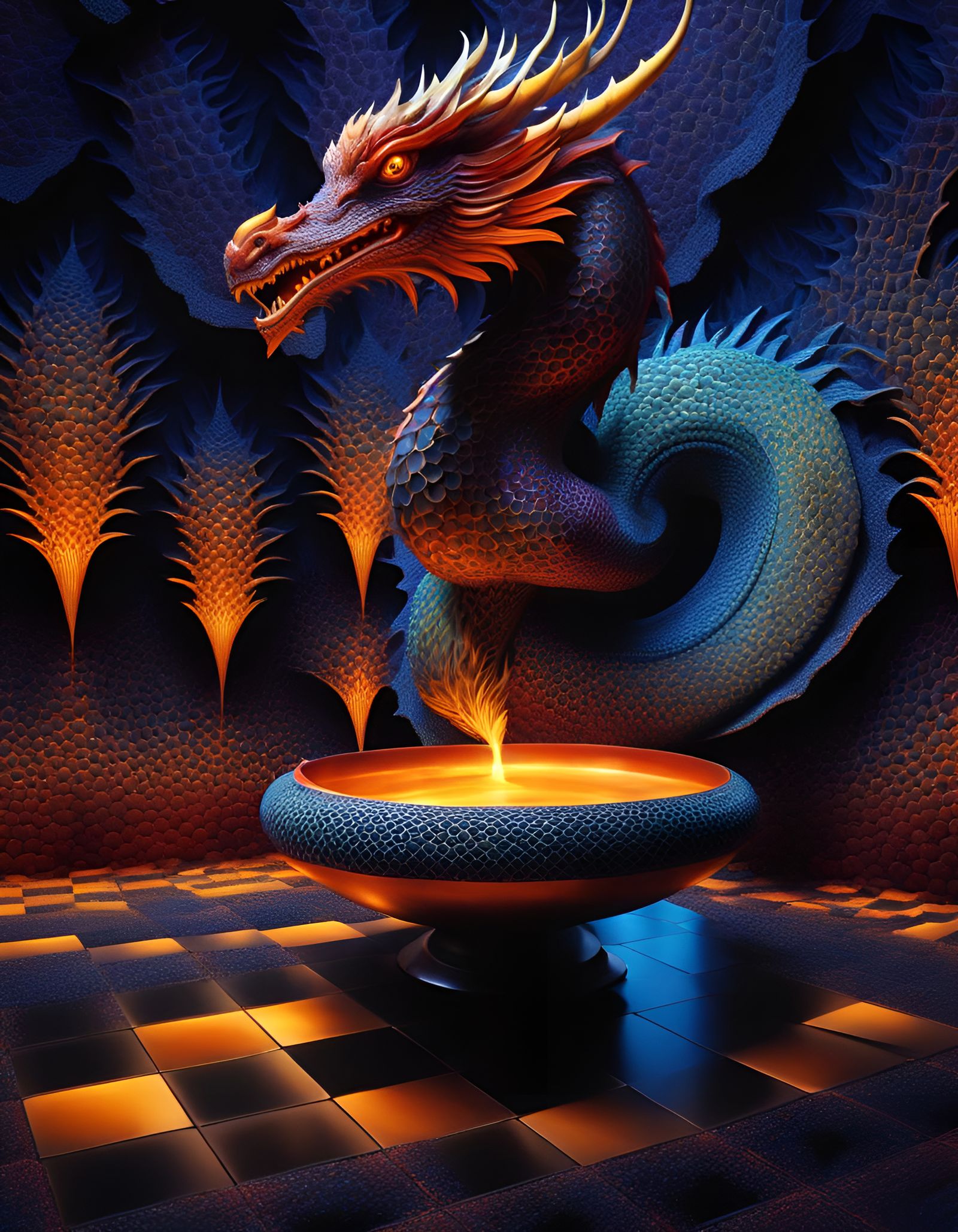 Mystical Creature Optical Illusion in Multicolored 3D