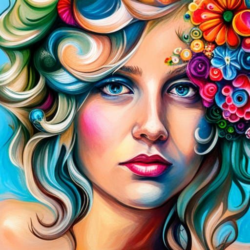 Swedish Midsommar Girl in Colourful Street Art Style