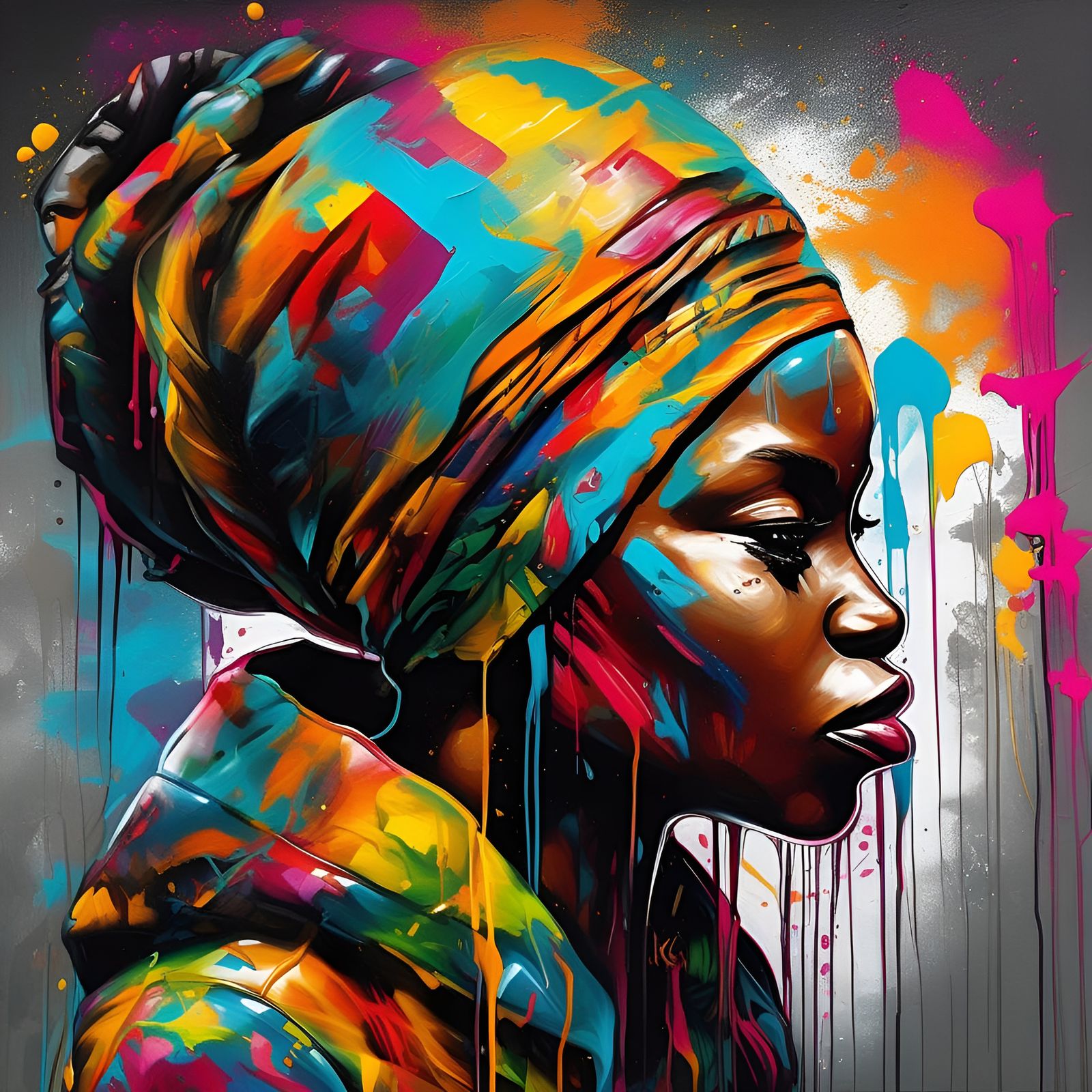 Colorful Abstract African Graffiti Art
