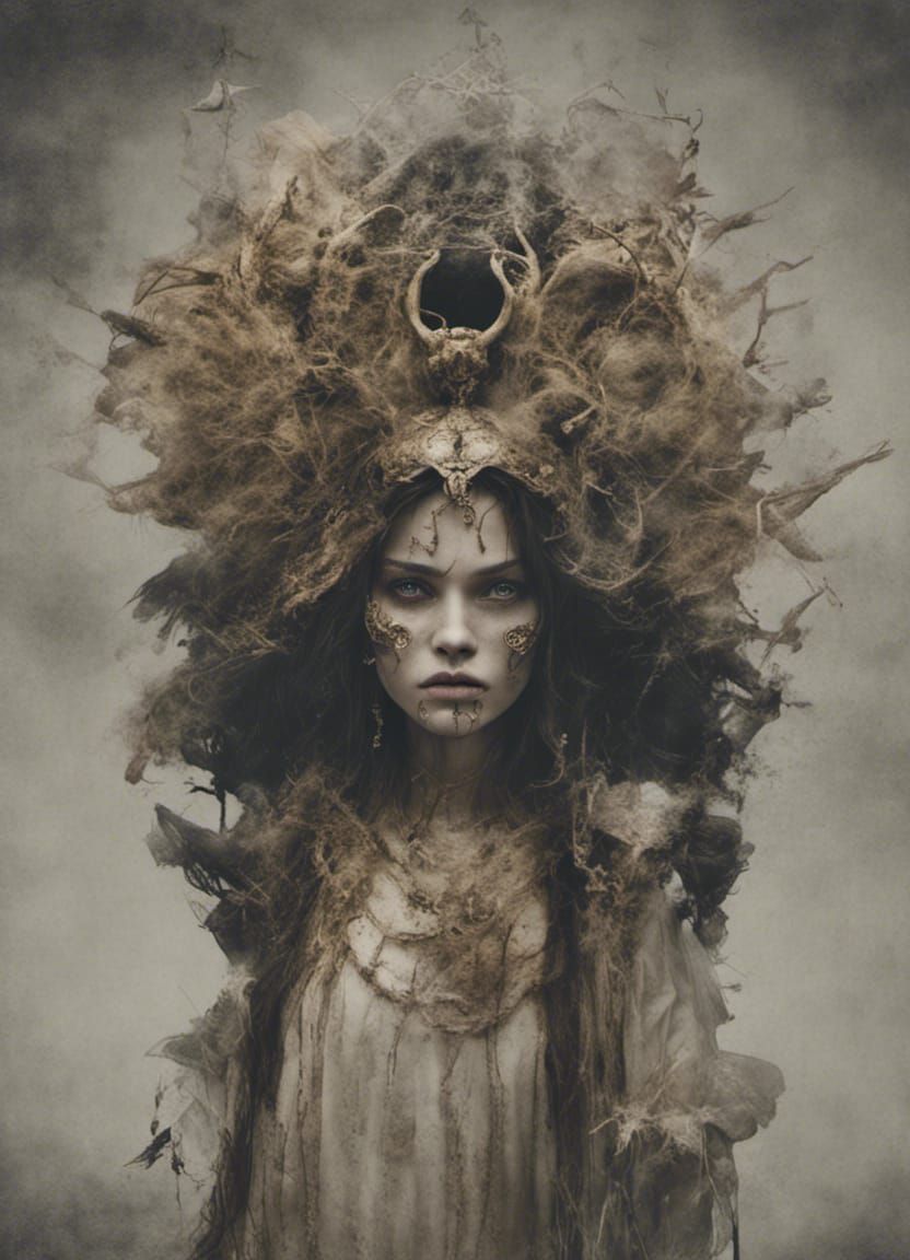 Baba Yaga Supermodel in Dark Fantasy Style