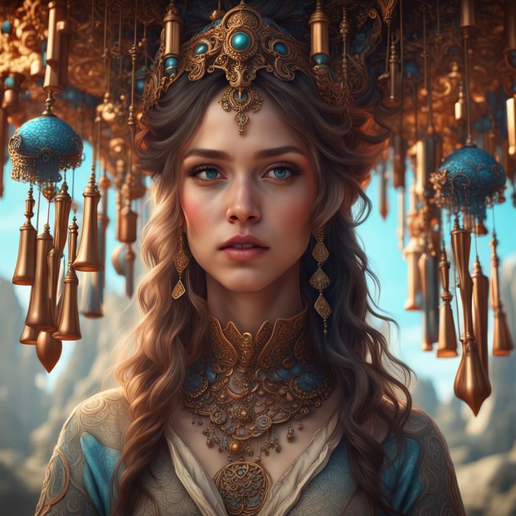 Wind Chime Girl: Detailed Fantasy Concept Art