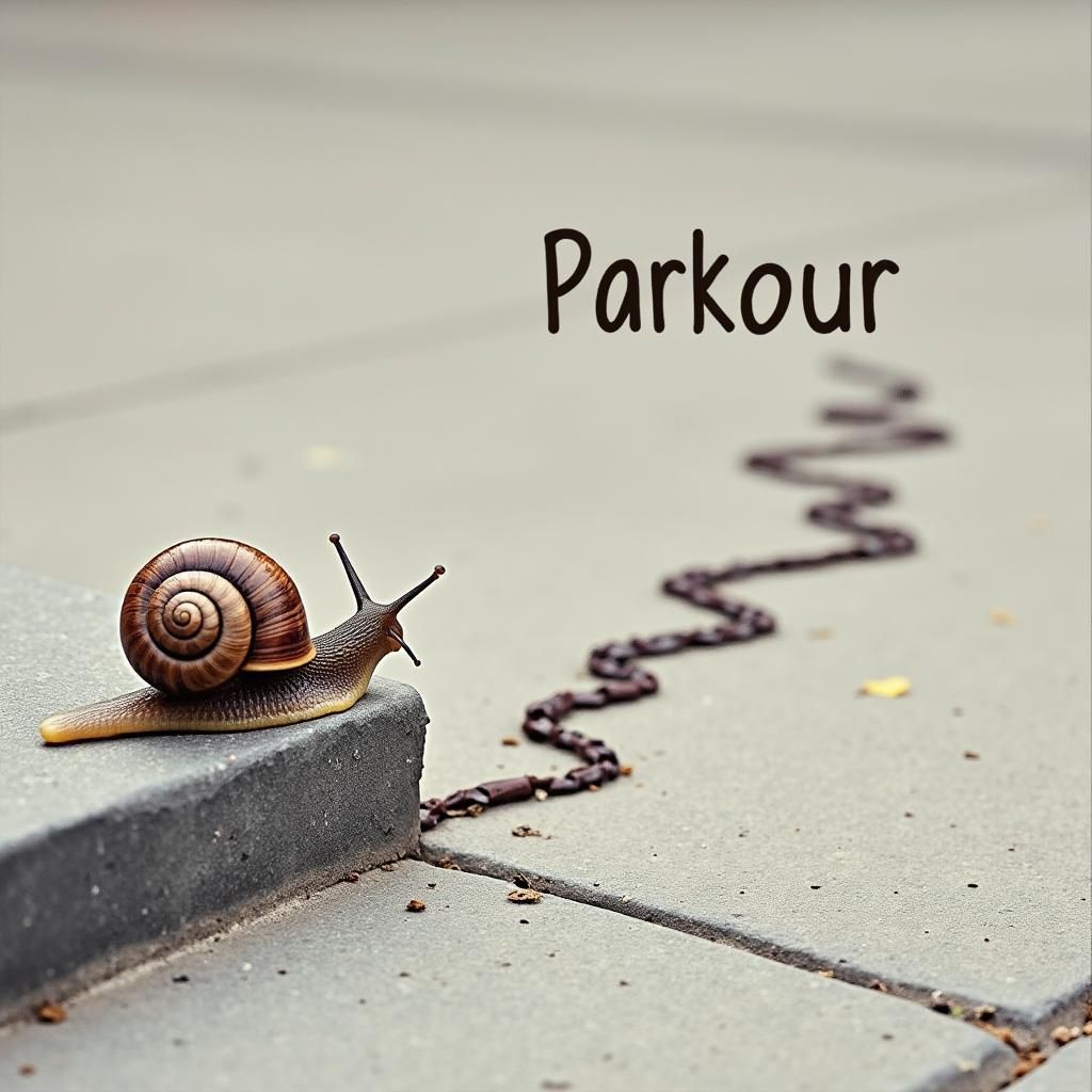 Snail Parkour: A Minimalist and Humorous Scene