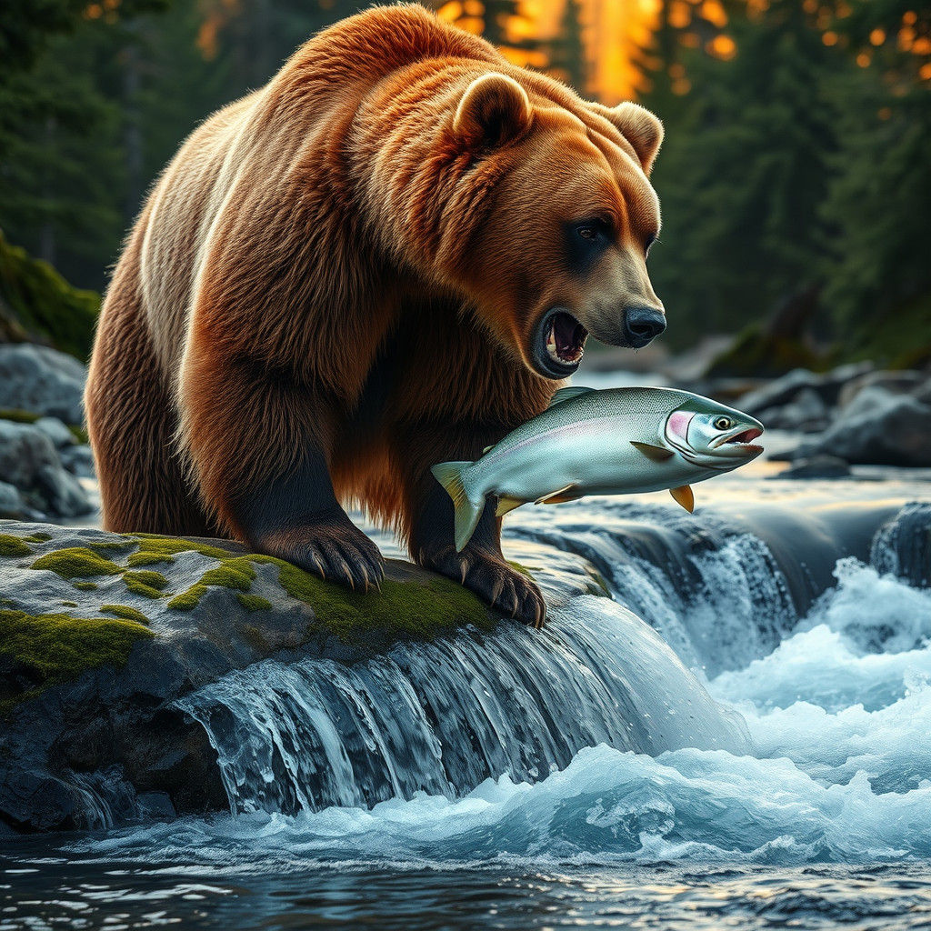 Mountain Grizzly in Golden Dusk