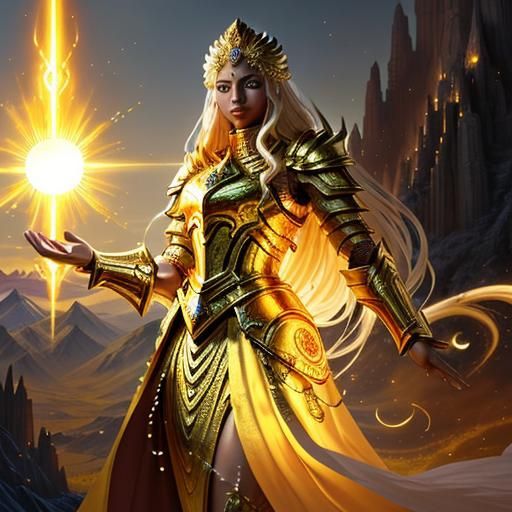 Goddess and God of War in Golden Chariot