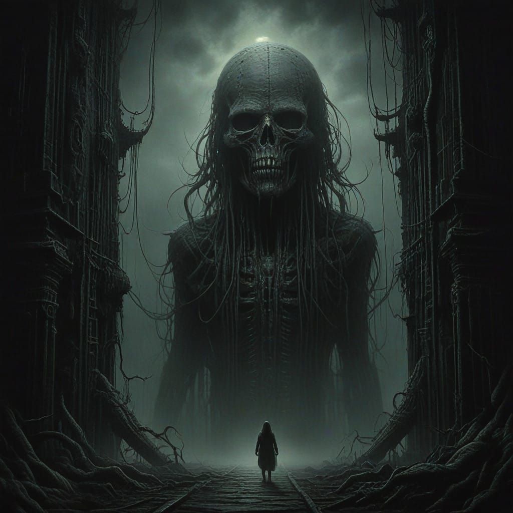 Eerie Gothic Nightmare Scene in Dark, Muted Colors