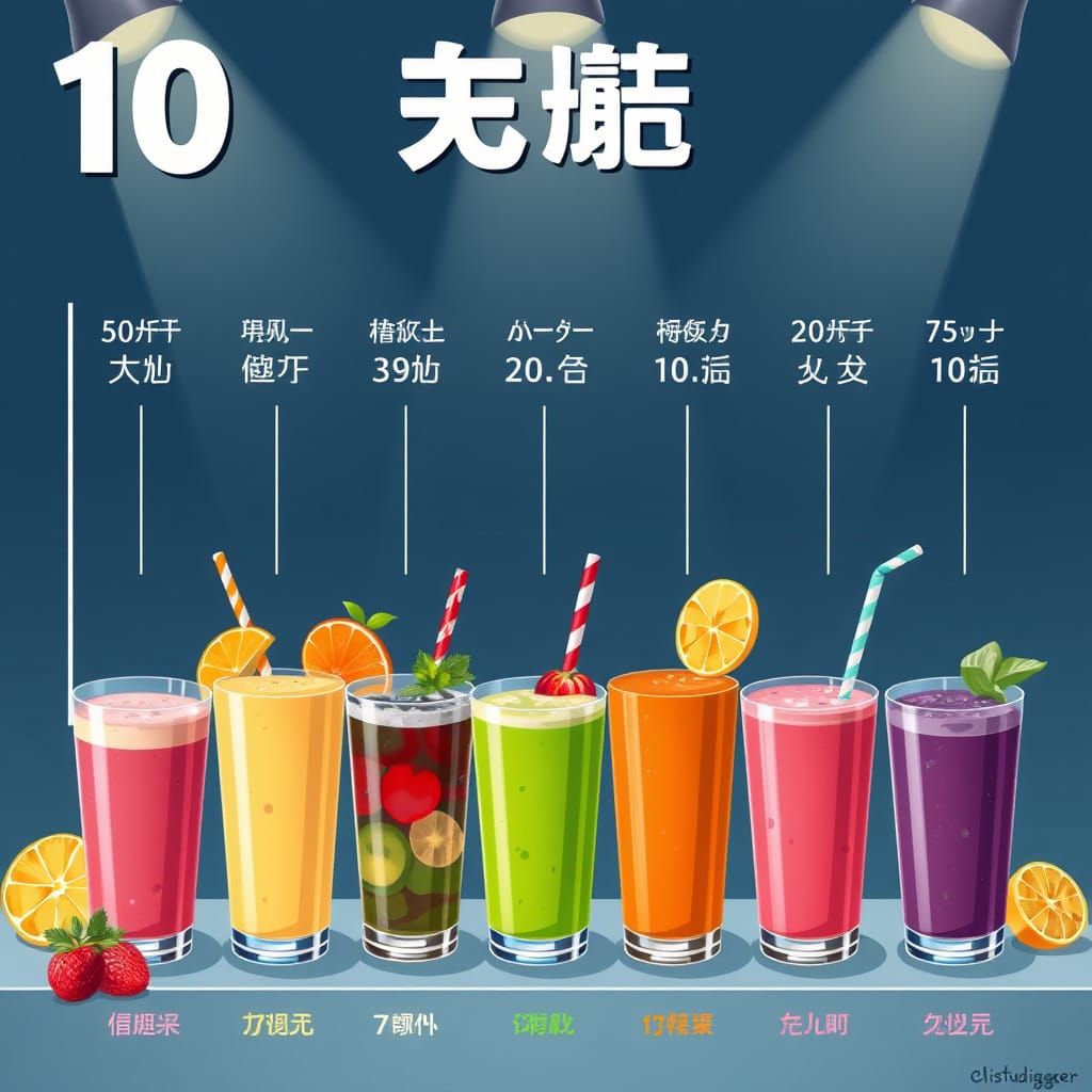 Vibrant Smoothies Chart in Manga Anime Style