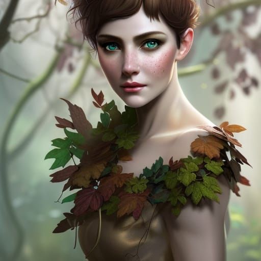 Mushroom Fairy Portrait in Hyperdetailed Digital Art