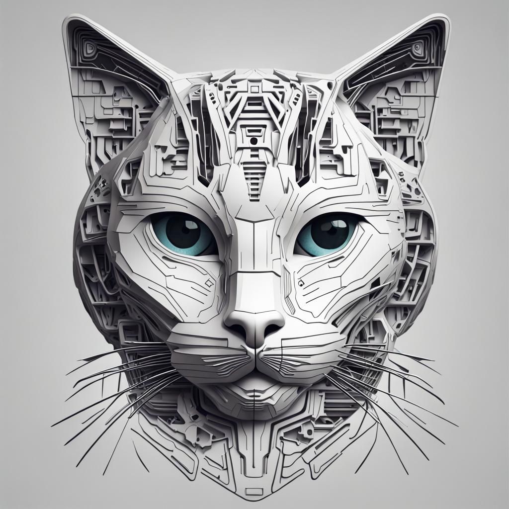 Intricate Cat Face: Photorealistic Concept Art