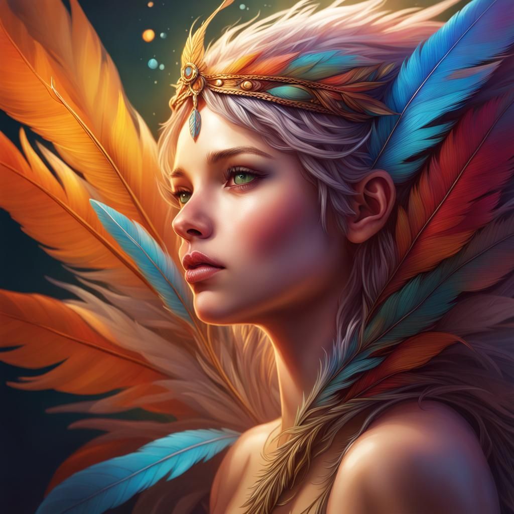 Feather Elemental Fairy in Hyperrealistic Style