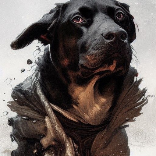 Angelic and Hellish Dogs Portrait in Sci-Fi Style