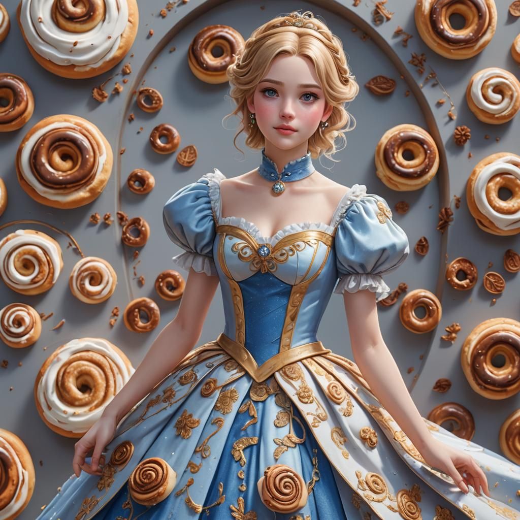 Cinderella's Cinnamon Roll Dress in Anime Style