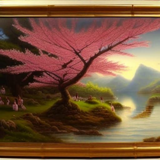 Detailed Oil Painting of Italian Gondola