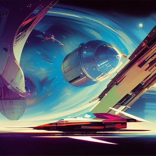 Expressionistic Spaceship in Triadic Colors