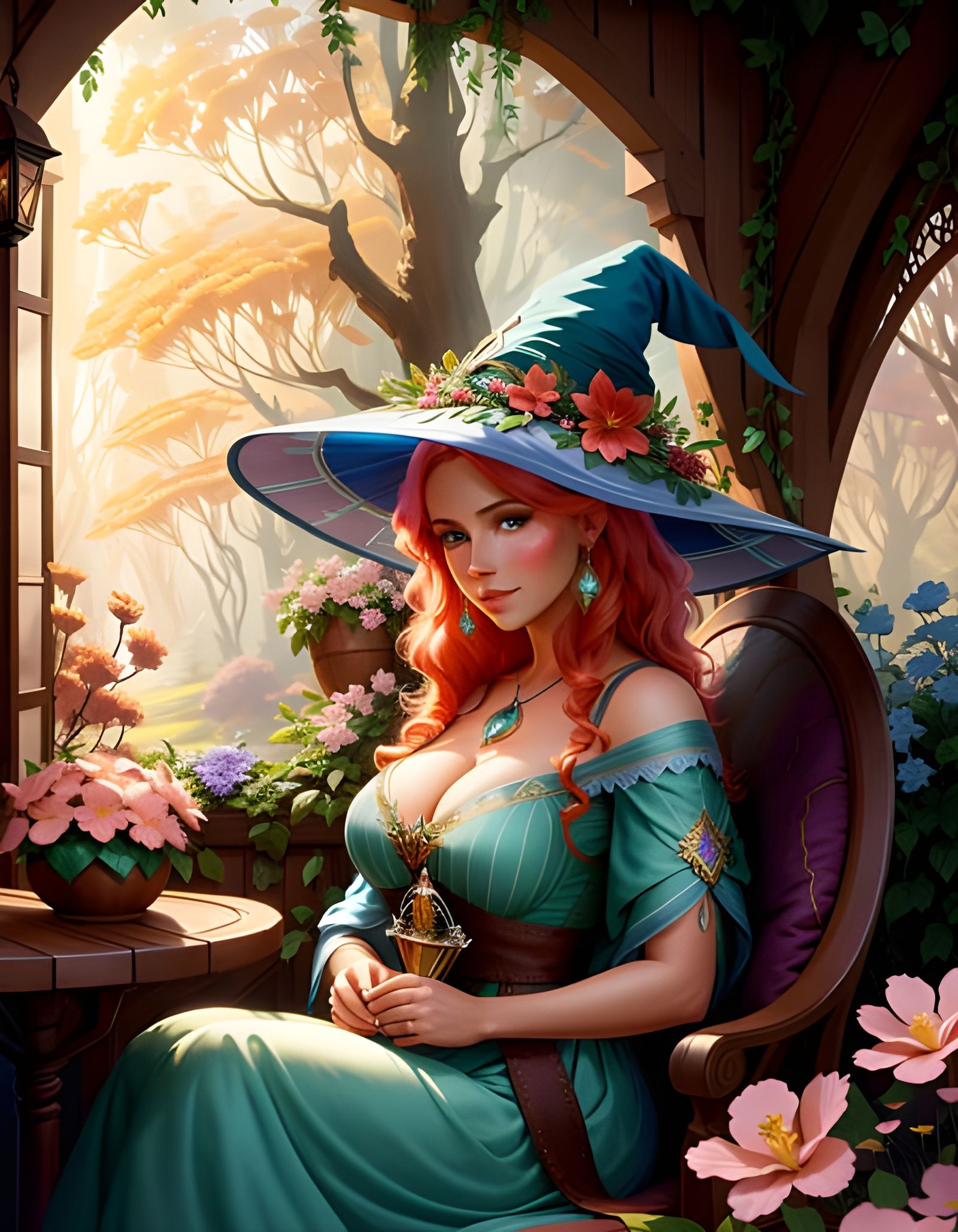 Enchanting Witch Portrait in Dark Fantasy Style