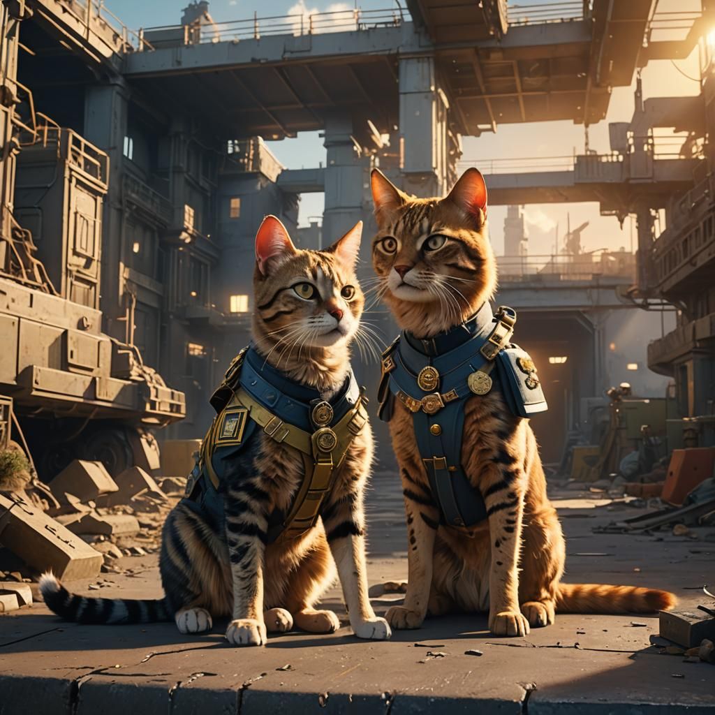 Cat and Dog Captains in Military Base