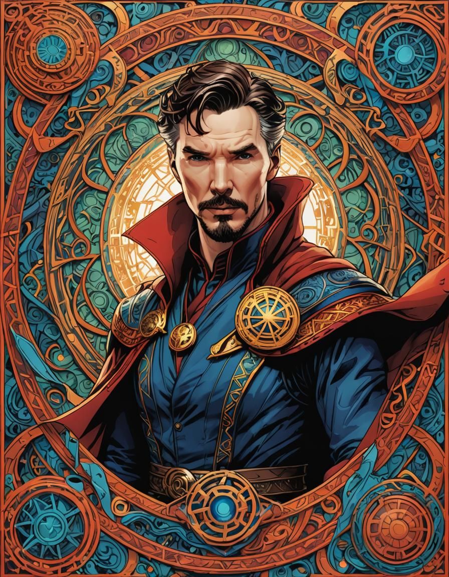 Doctor Strange 3D Card with Zentangle Borders