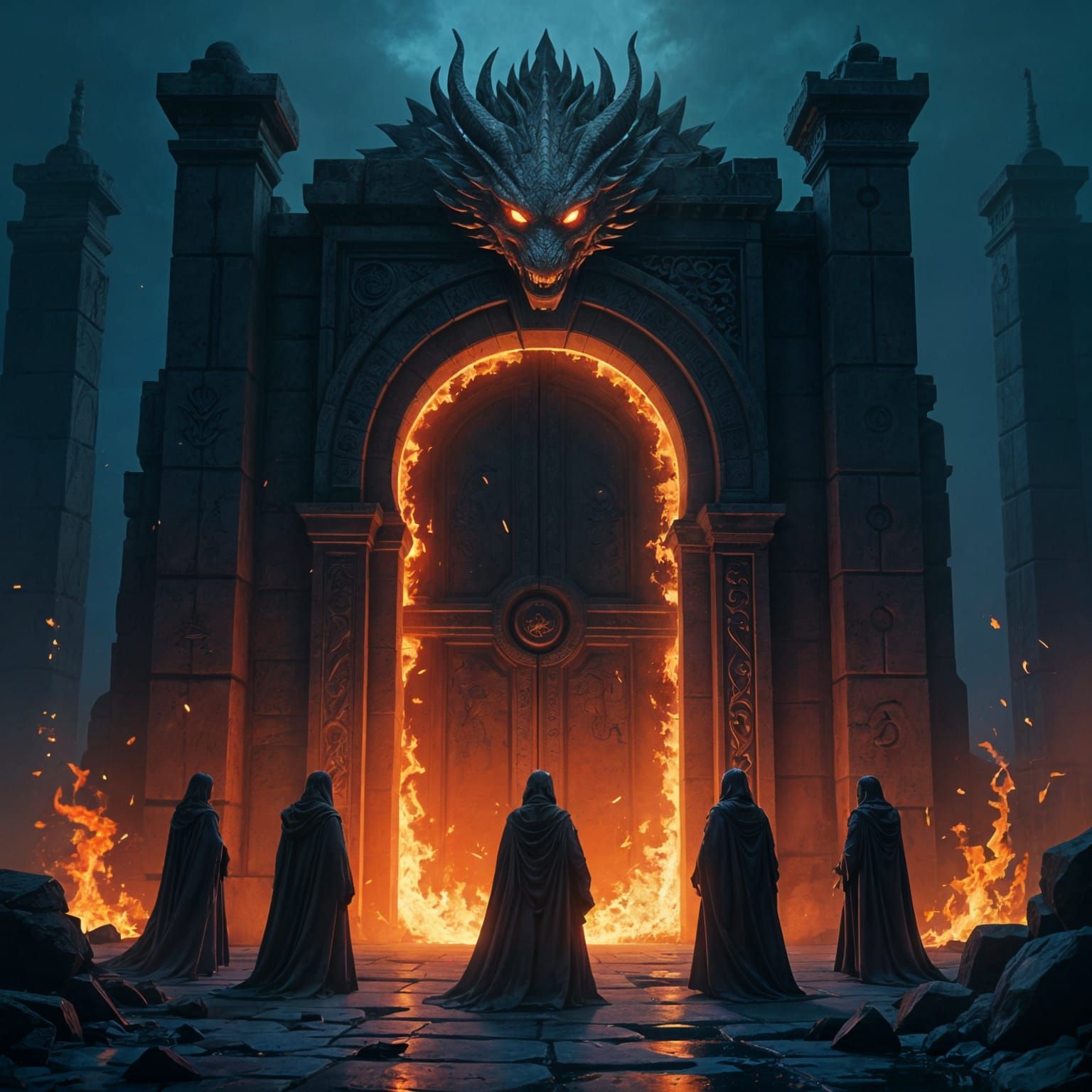 Dragons Guard Obsidian Portal to Another World