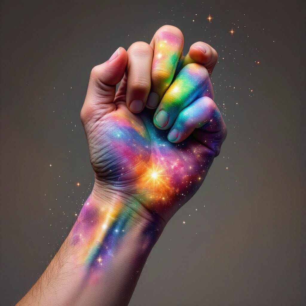 Nebula Handprint Imprint on Forearm, Digital Art