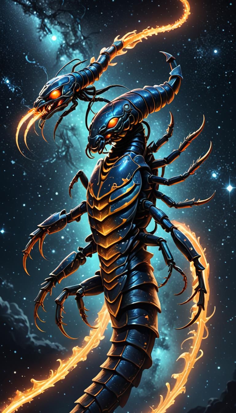 Celestial Scorpion Portrait in Cosmic Concept Art