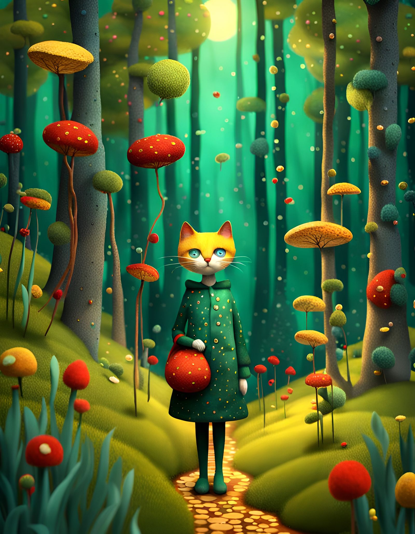 Enchanted Forest Scene in Art Nouveau Style