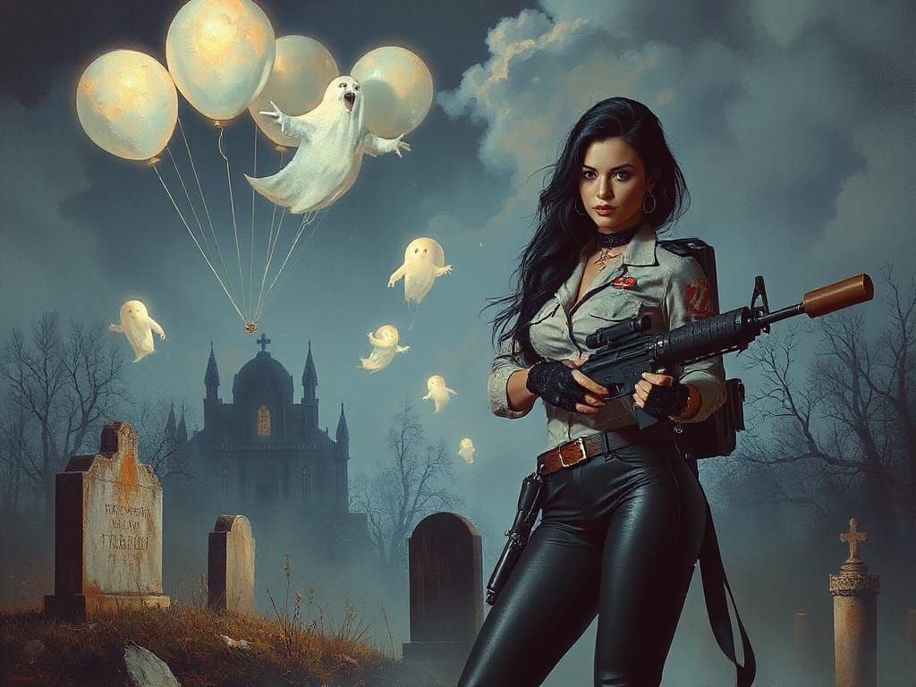 Goth Ghostbuster: A Dark Fantasy Graveyard Scene