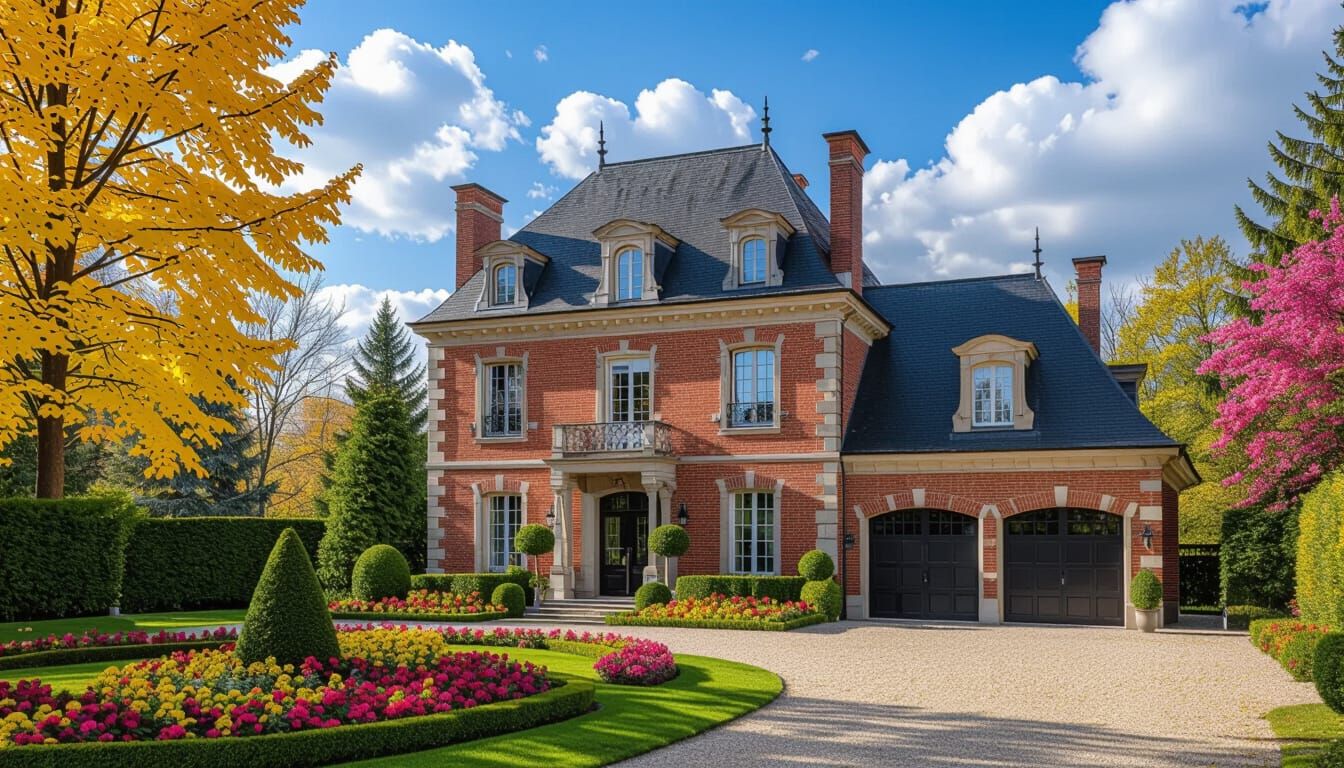 Chateau with Gardens in Painterly Style