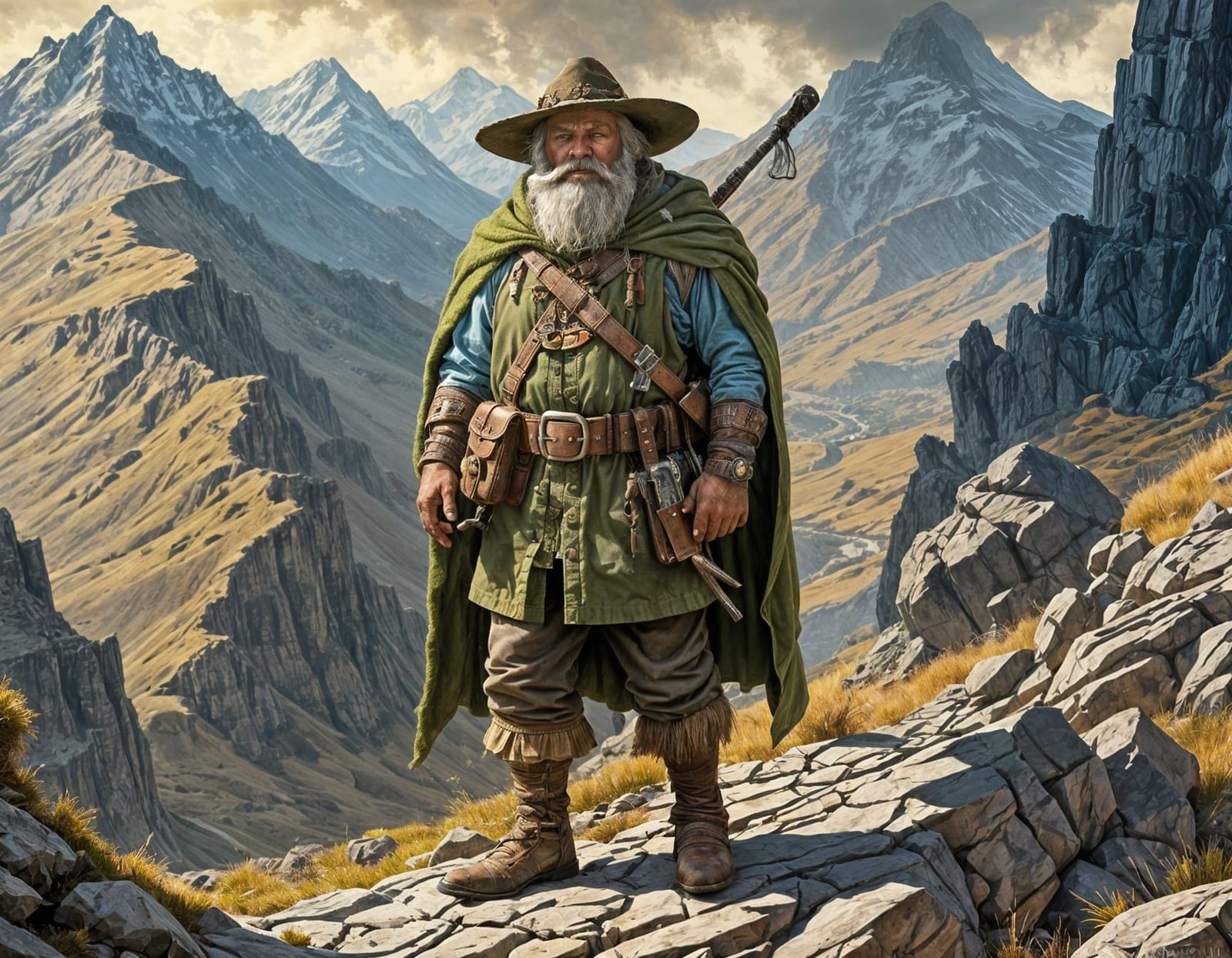 Dwarven Mexican Ranger with War Boar, D&D Art