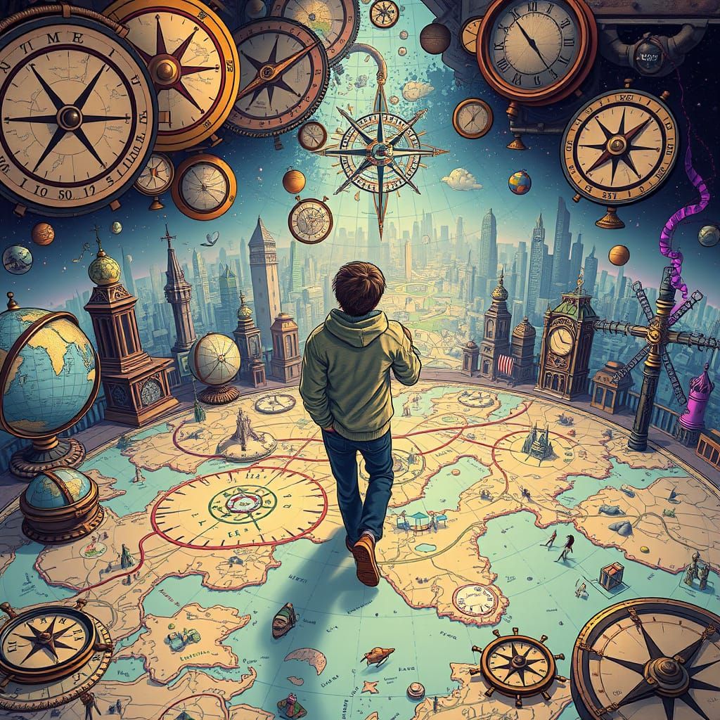 Navigating a Complex Map in Futuristic Style