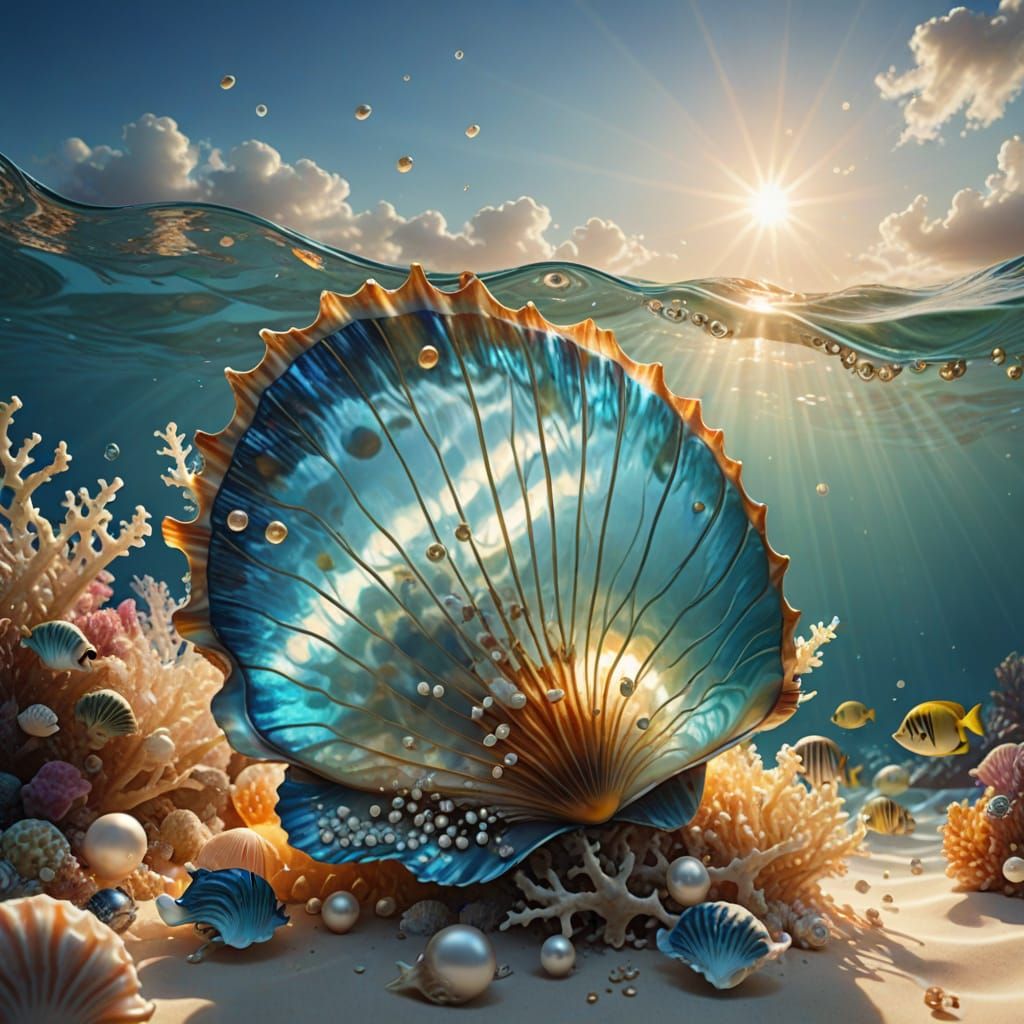 Luminous Oceanic Scene in Hyper-Realistic Digital Art