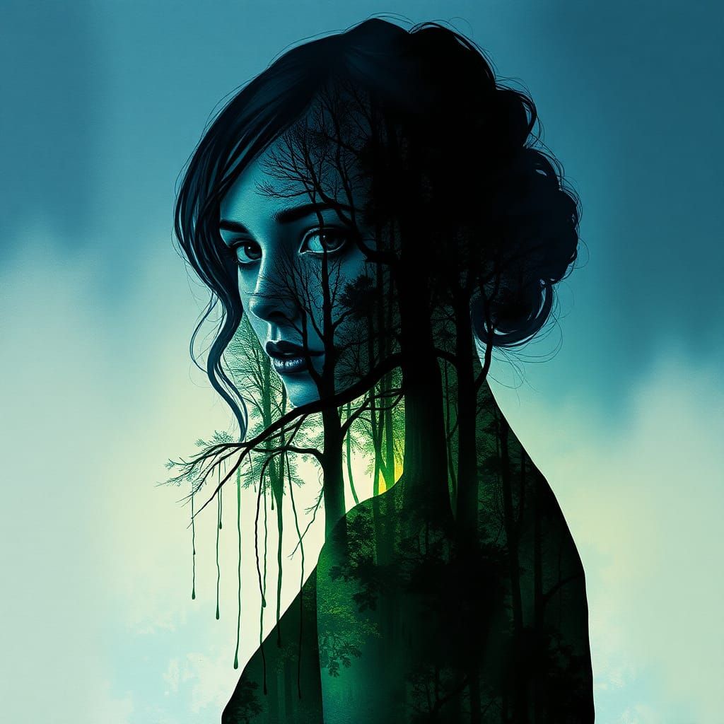 Enchanted Forest Emerges from Woman Silhouette
