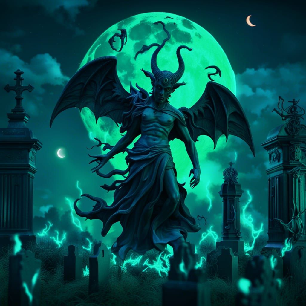 Evil Spirits Sabbath with Demons in Noir Style