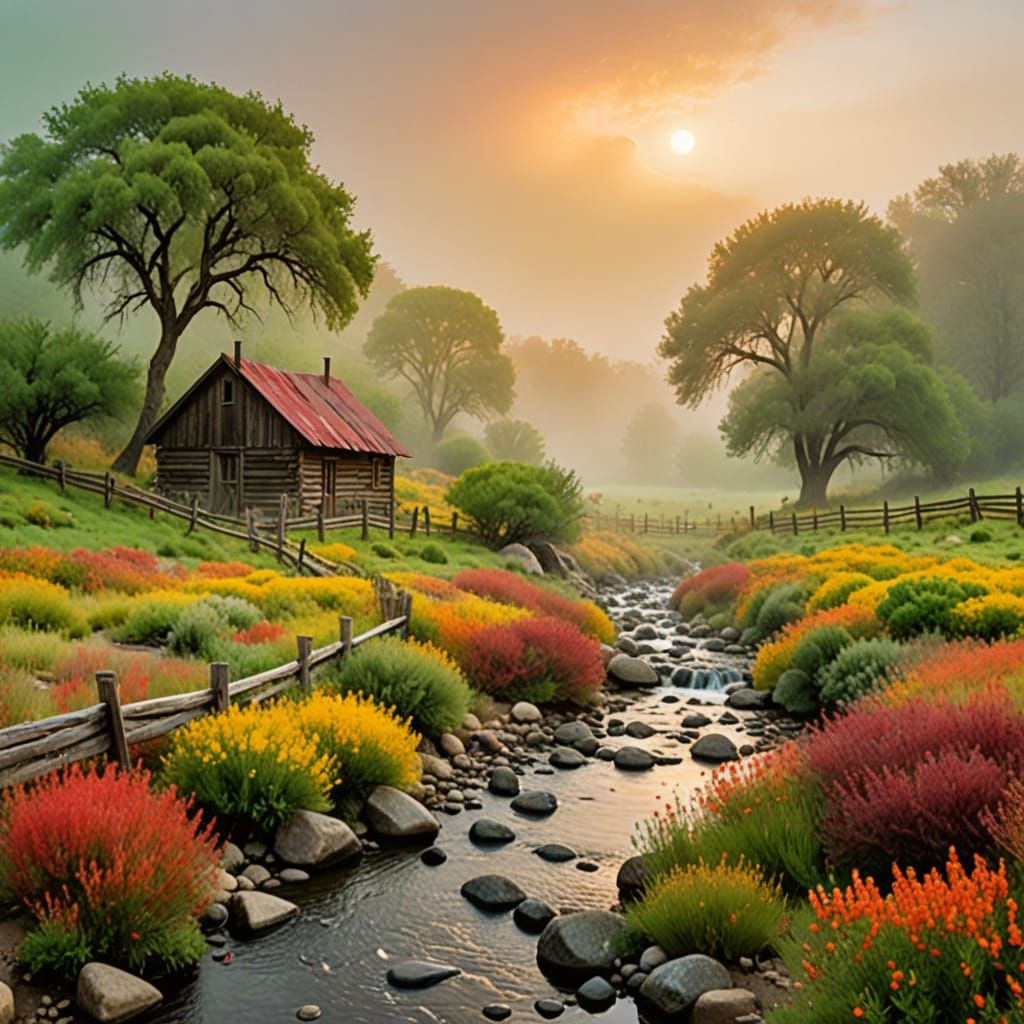 Whimsical Woodland Scene in Watercolor Style