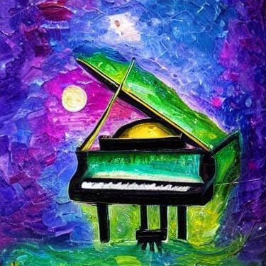 Mystical Night Piano Concerto in Neo-Impressionist Oil Paint...