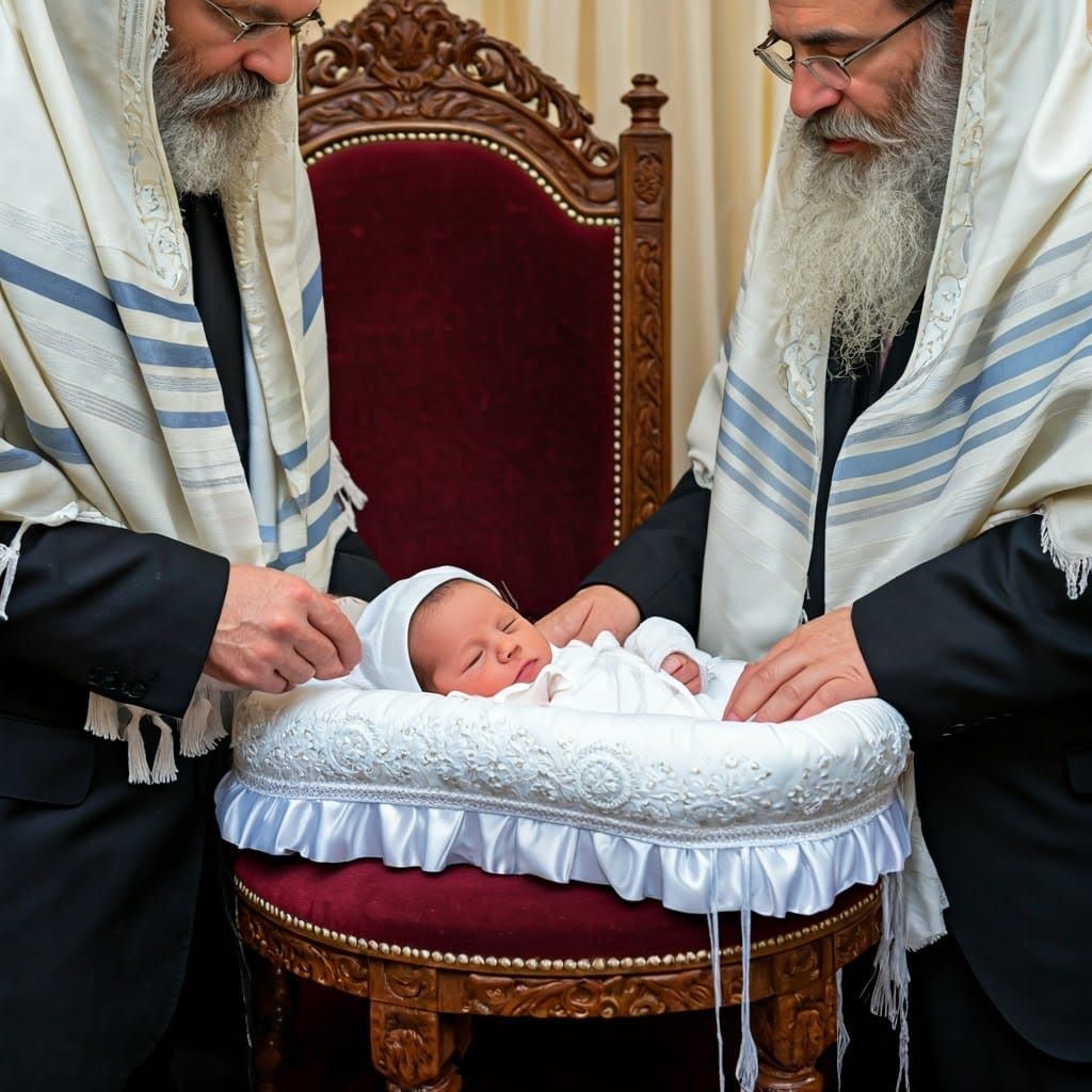 Sleepy Baby in Traditional Circumcision Attire