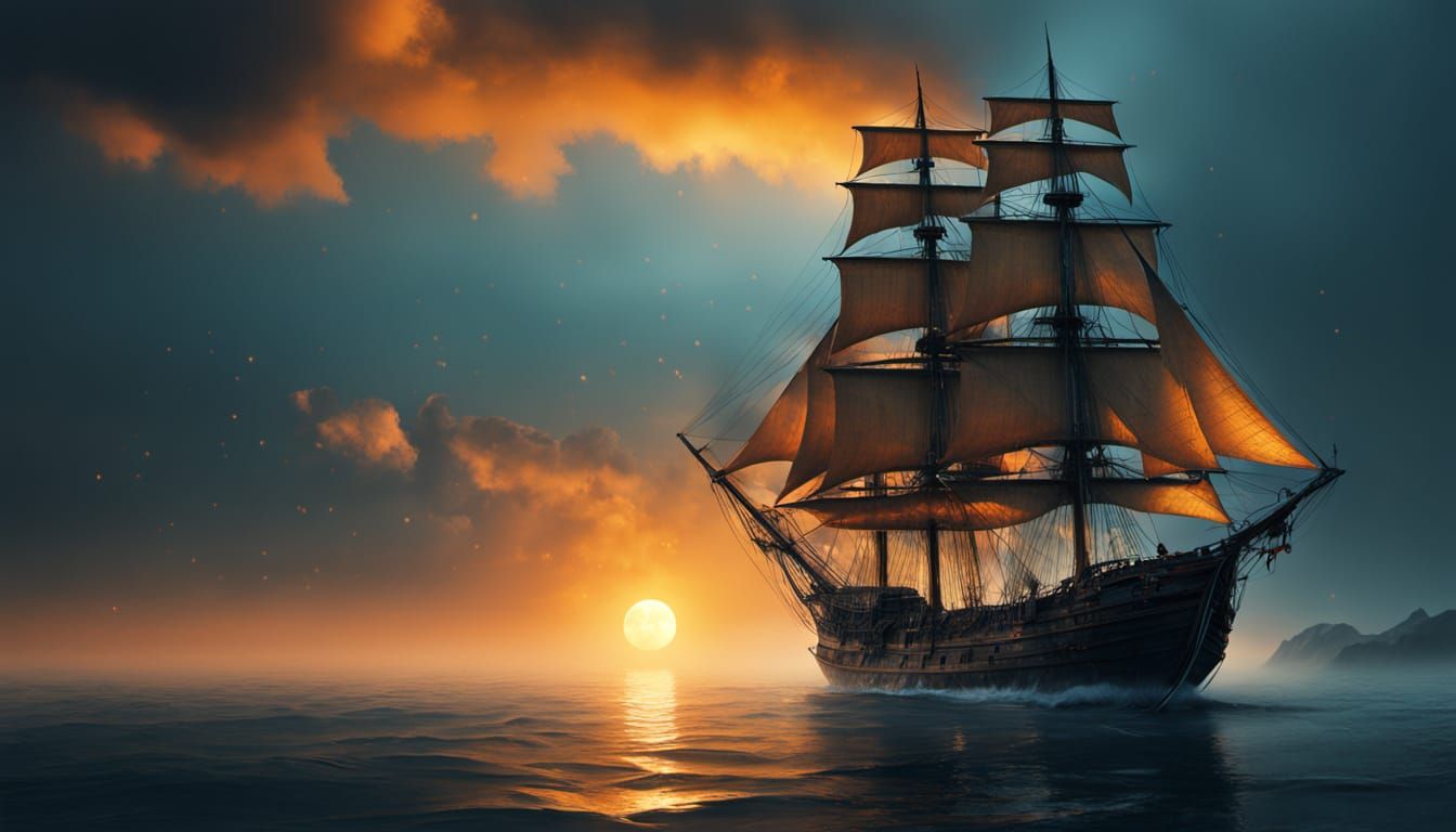Epic Sailing Ship in Golden Light