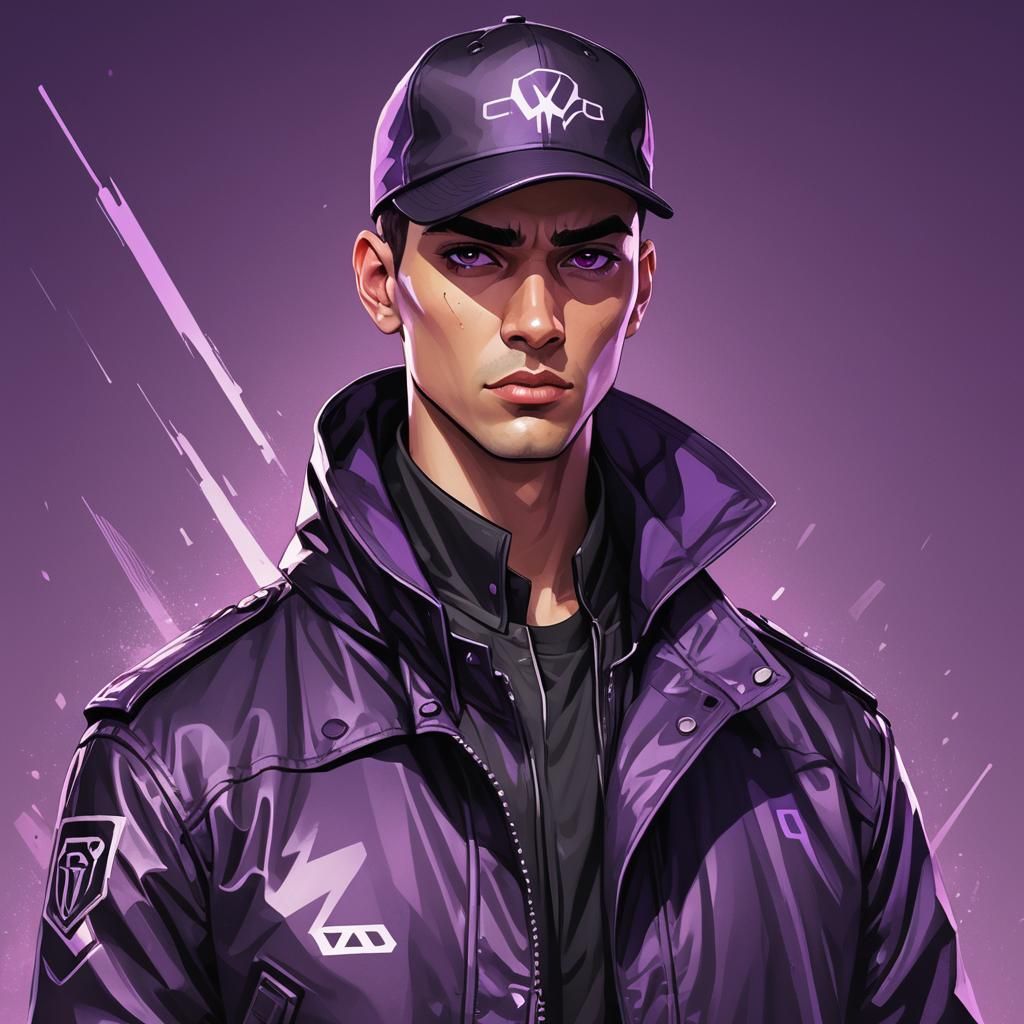 Young Man in Cyberpunk Style Concept Art