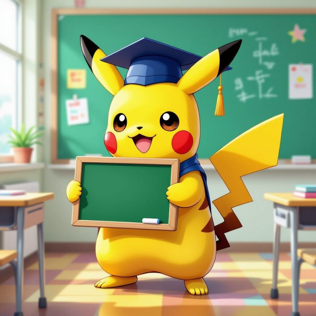 Pikachu as Teacher in Colorful Classroom