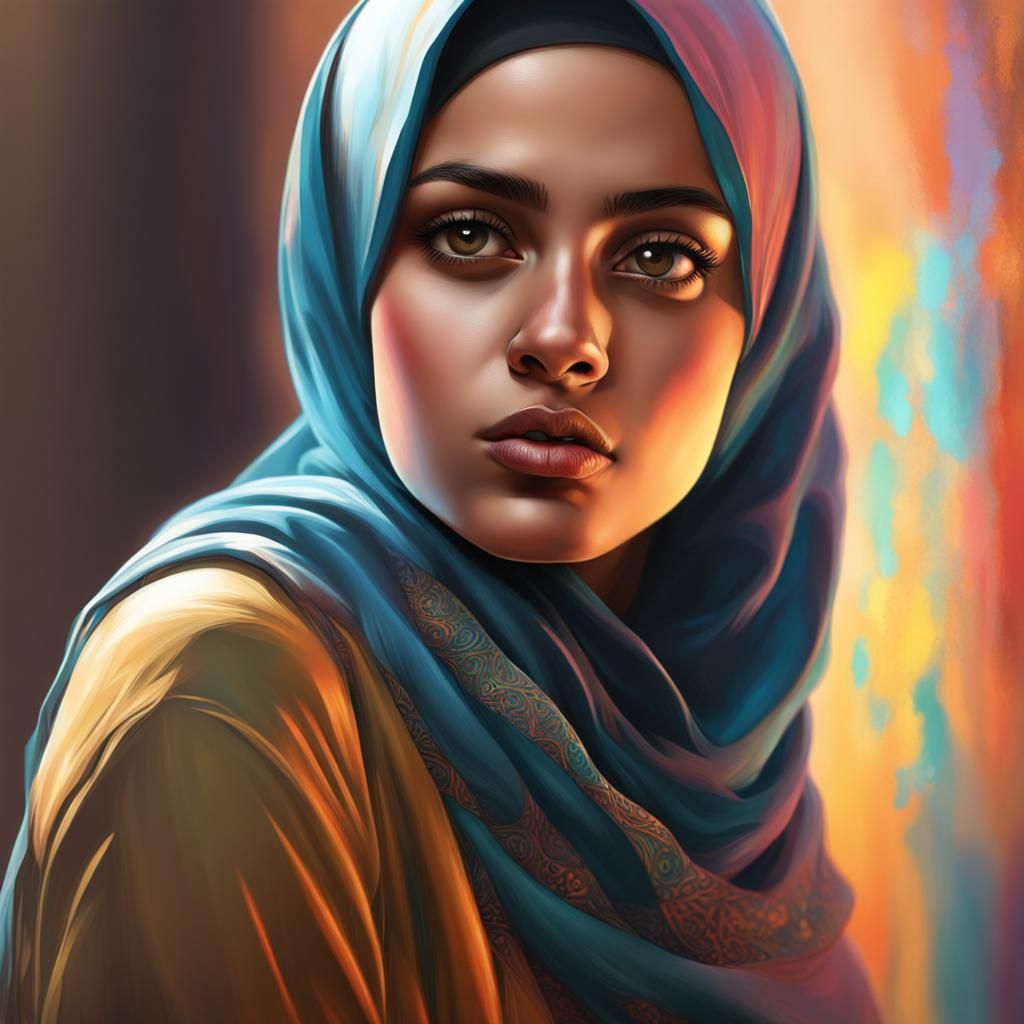 Hyperrealistic Portrait of a Muslim Girl