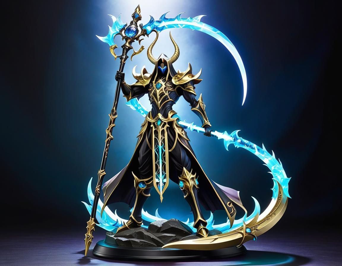 Magical Dual Bladed Scythe Statue