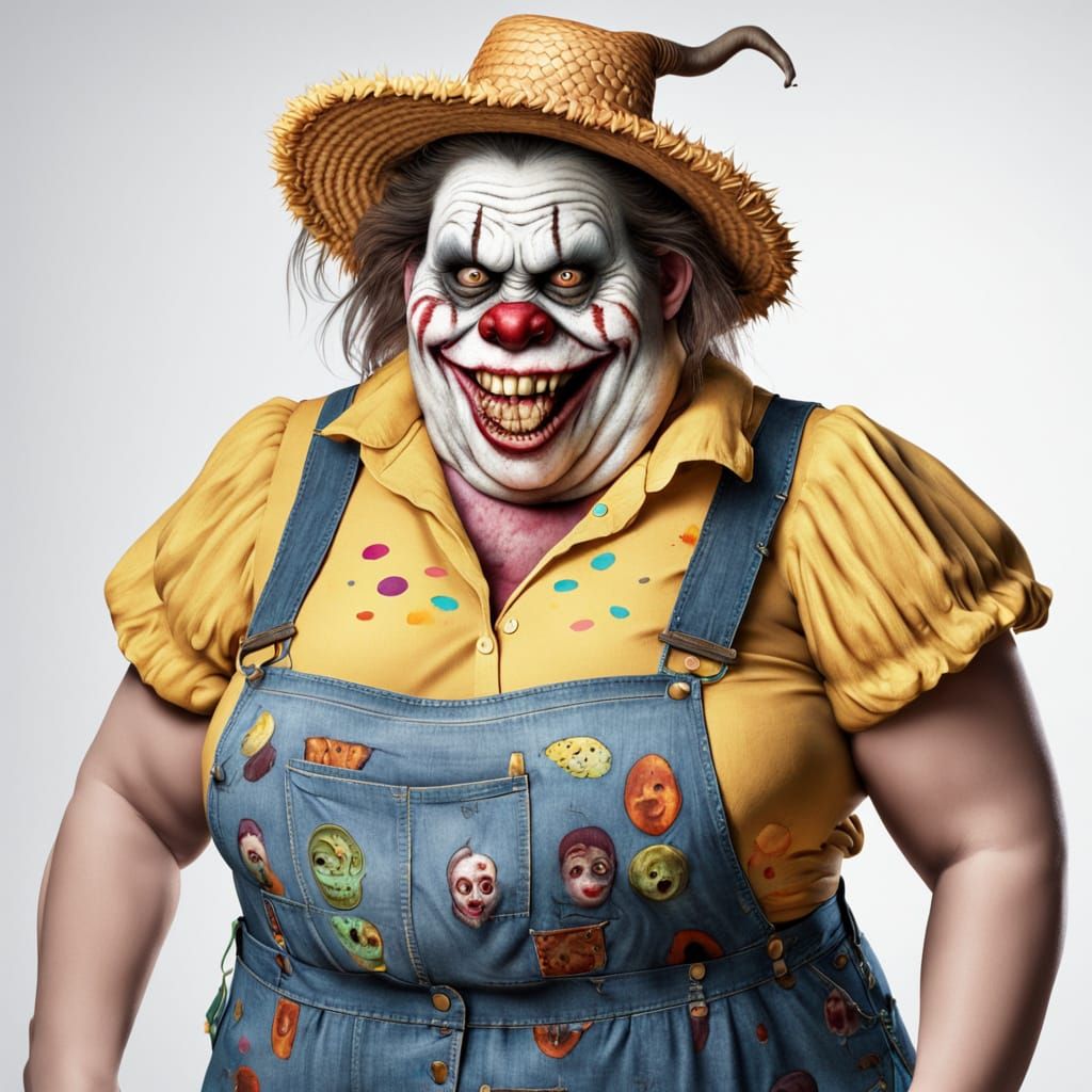 Grotesque Zombie Monkey Clown with Revealing Bosom