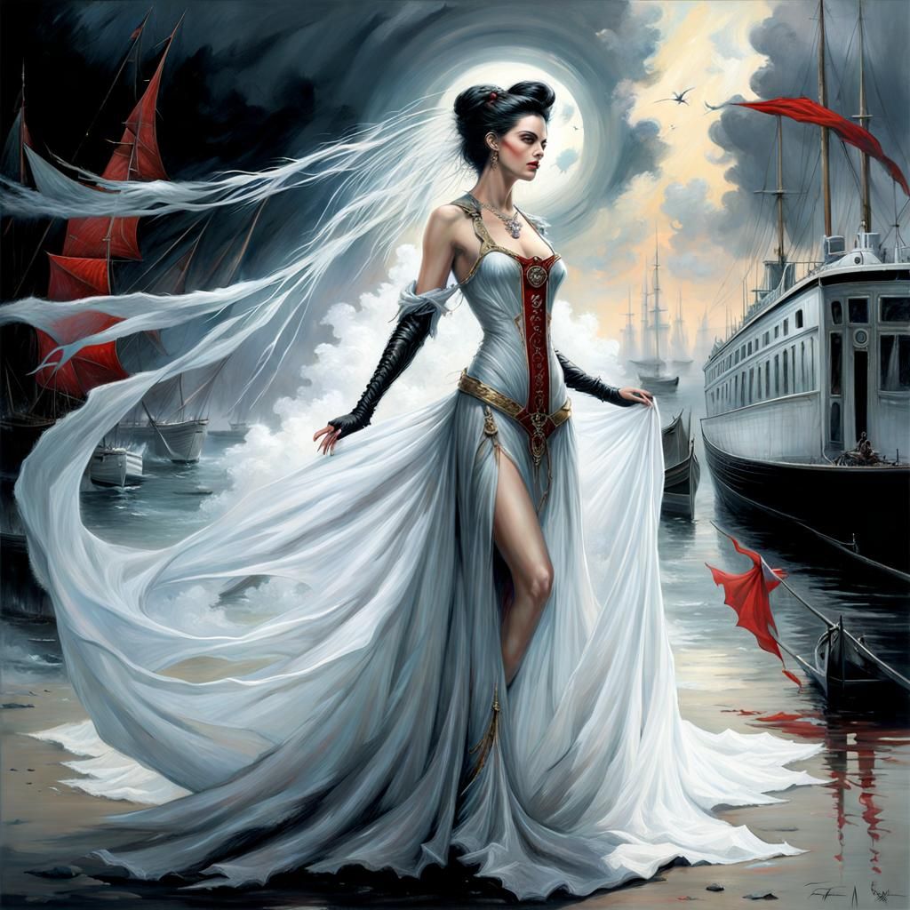 Glamorous Serbian Woman Portrait in Dark Fantasy Style