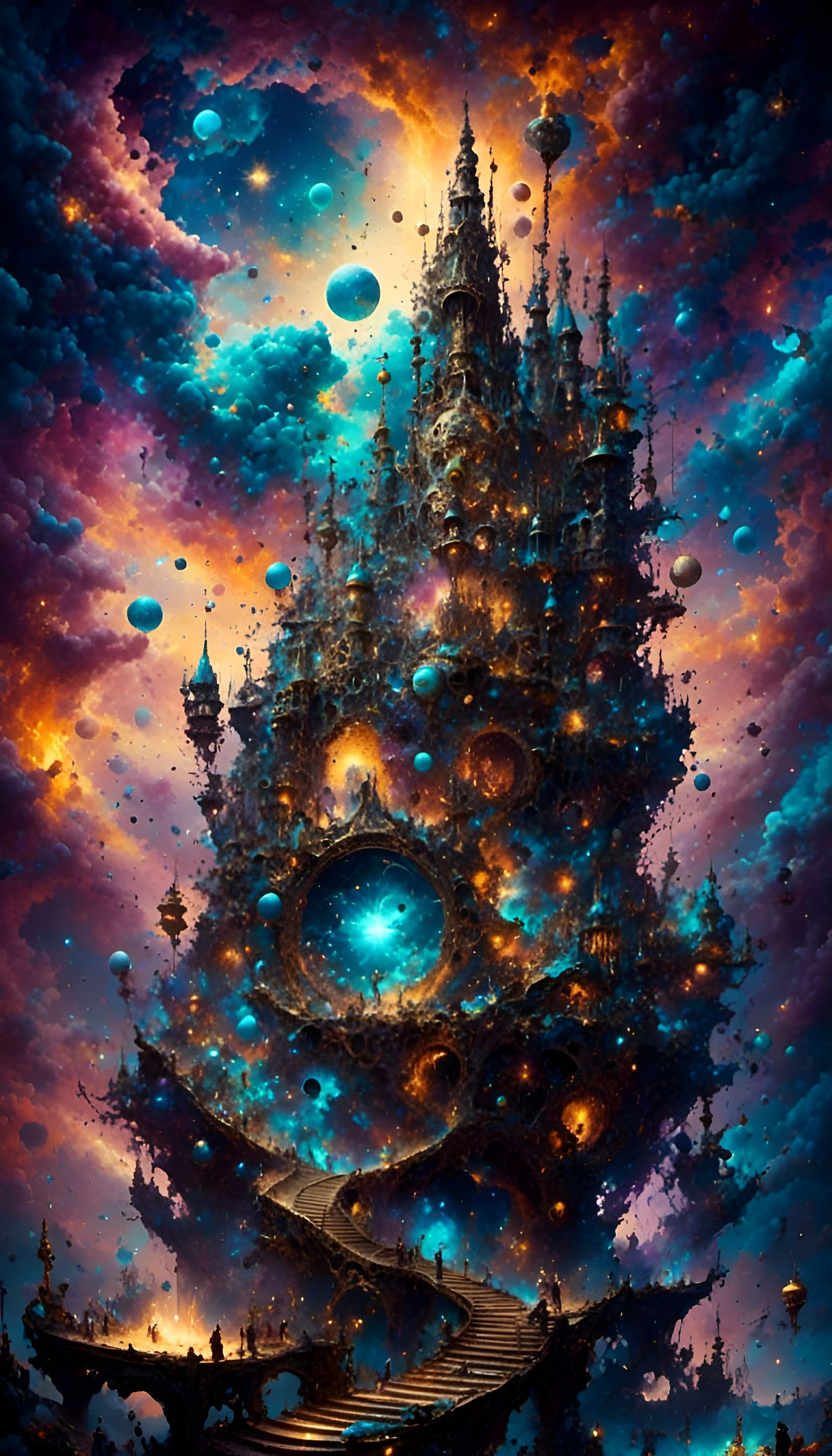 Holographic Cosmic Traveler in Astral Illustration