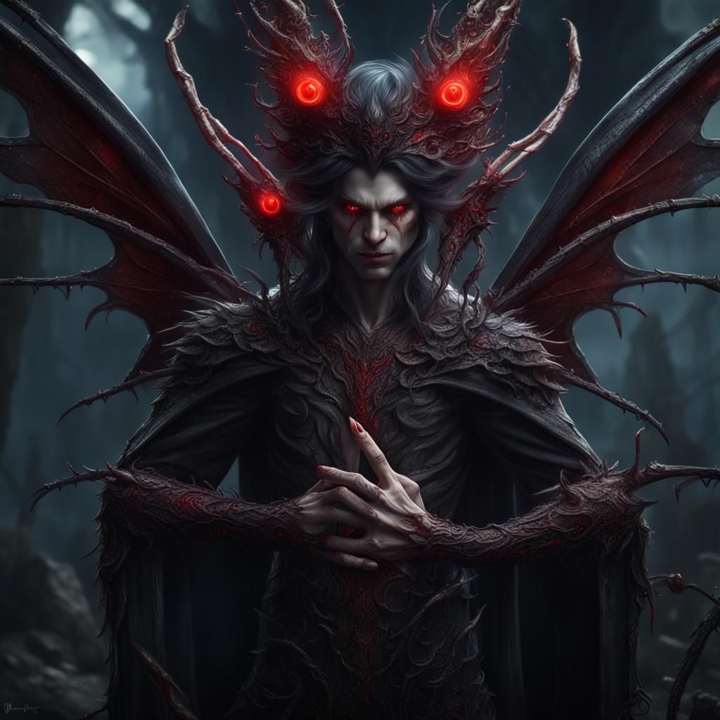 Eerie Male Fairy with Red Eyes