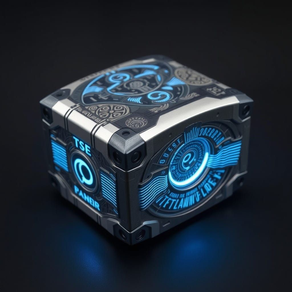 Ancient Alien Energy Core in Metallic Silver and Dark Grey