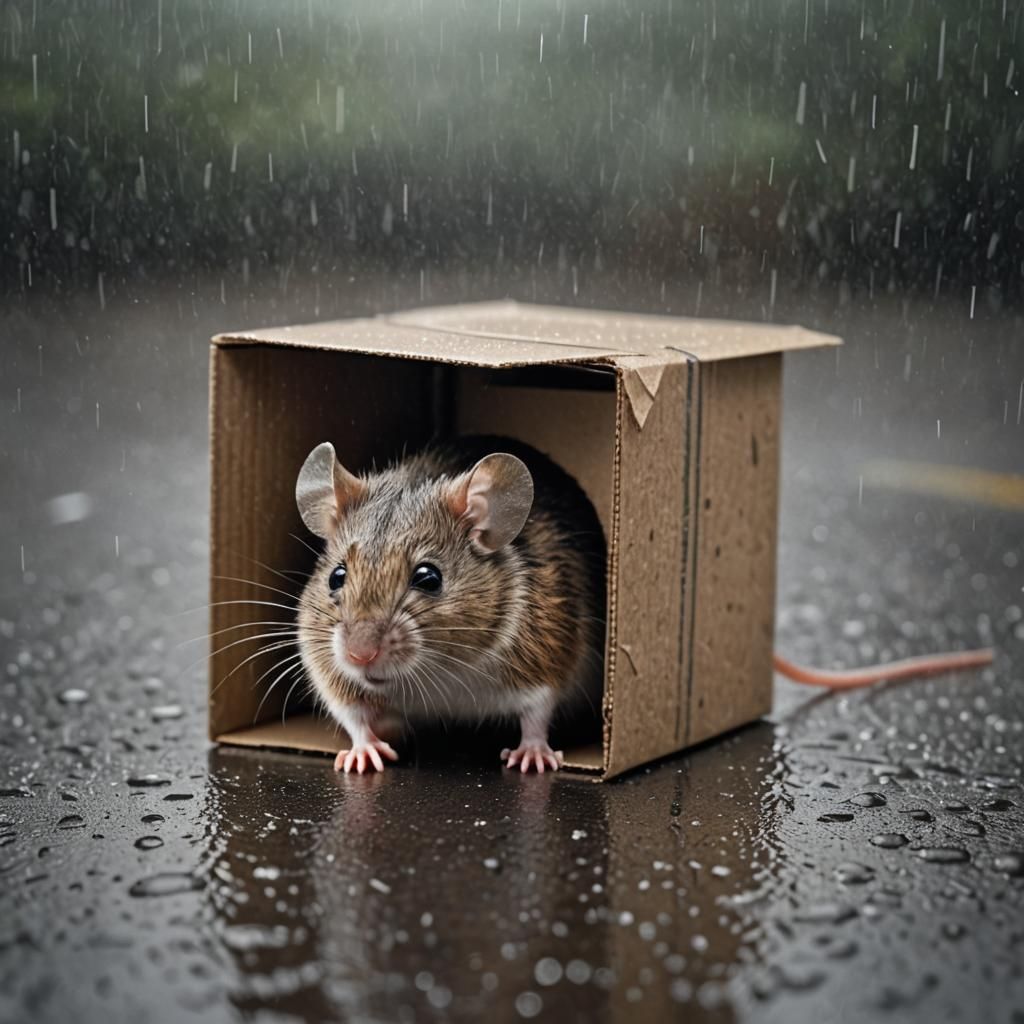Mouse Seeks Shelter from Rain