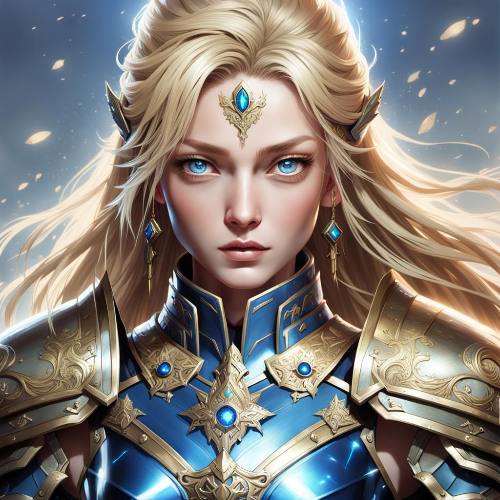 Paladin Lady Shiniko in Gleaming Armor Portrait