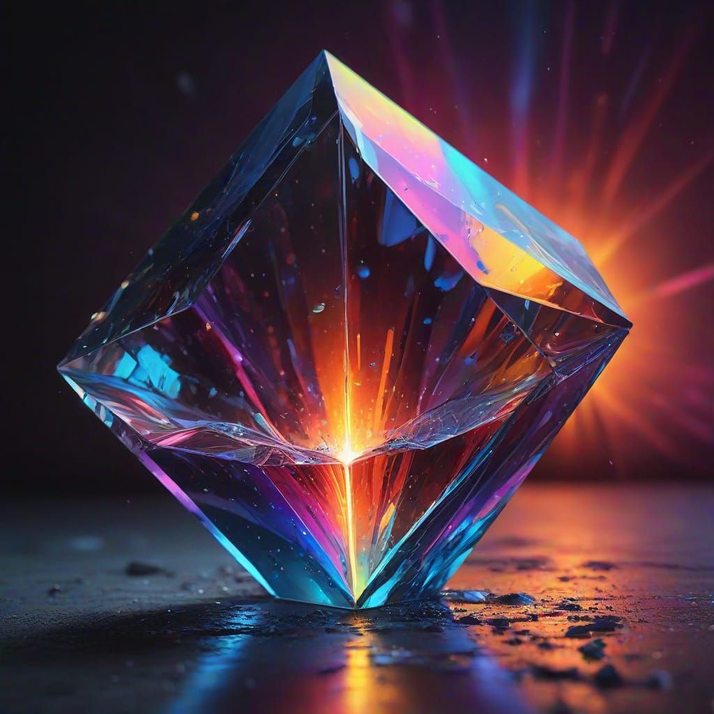 Refracted Light Through Prism Crystal Glass