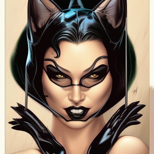 Catwoman and Batman Comic Book Portrait