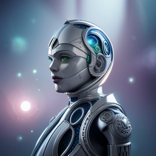 Techno-Magic Robot Portrait in Detailed Matte Painting
