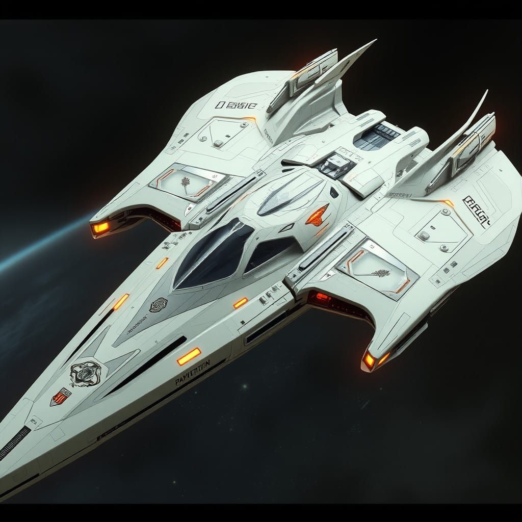 Ancient Futuristic Dystopian Spaceship in Cyberpunk Style